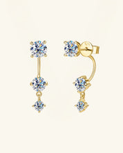 Floating Triple Moissanite Drop Earrings