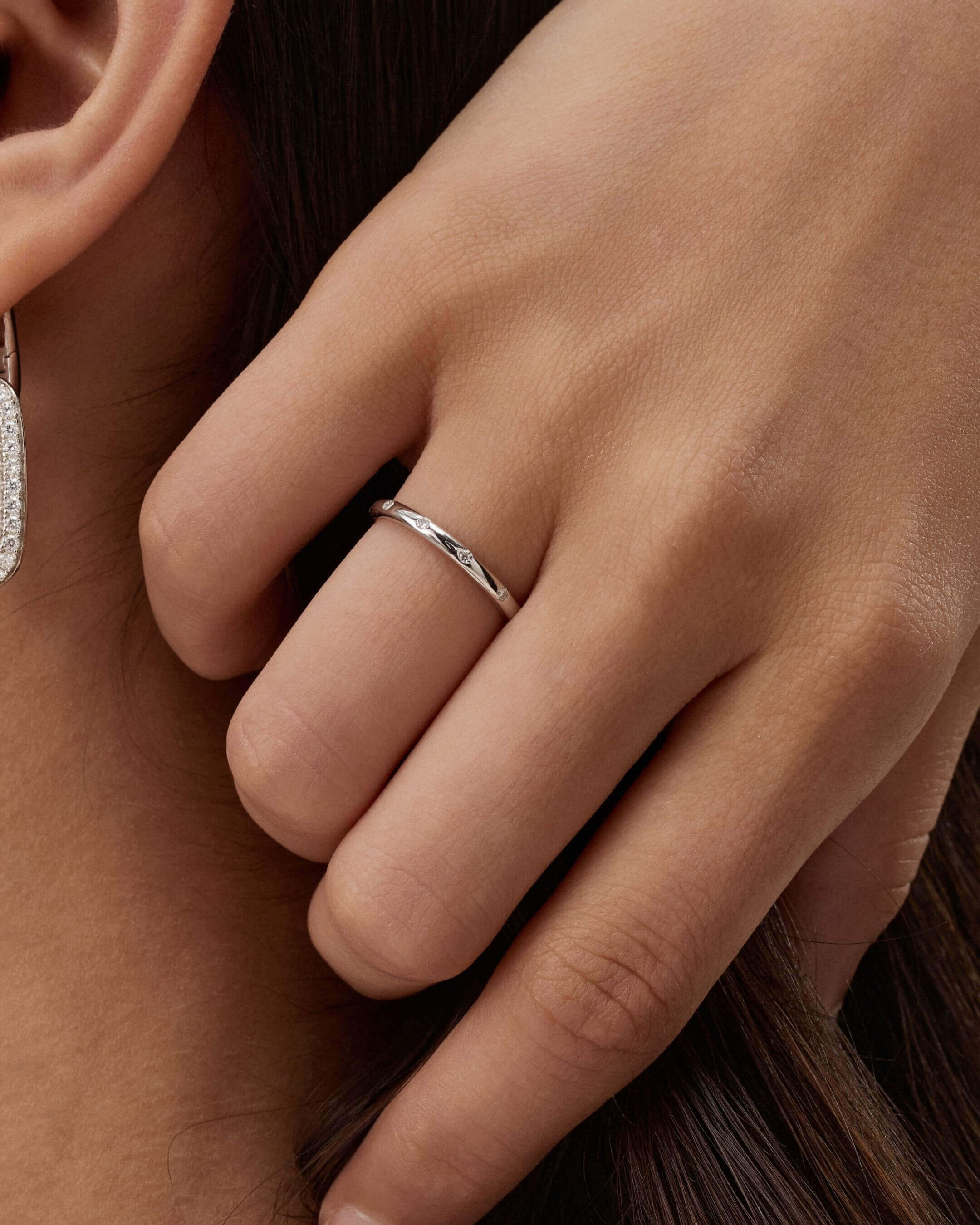 Moissanite Station Ring