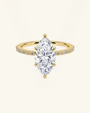 Marquise Cut Pavé Hidden Halo Moissanite Ring