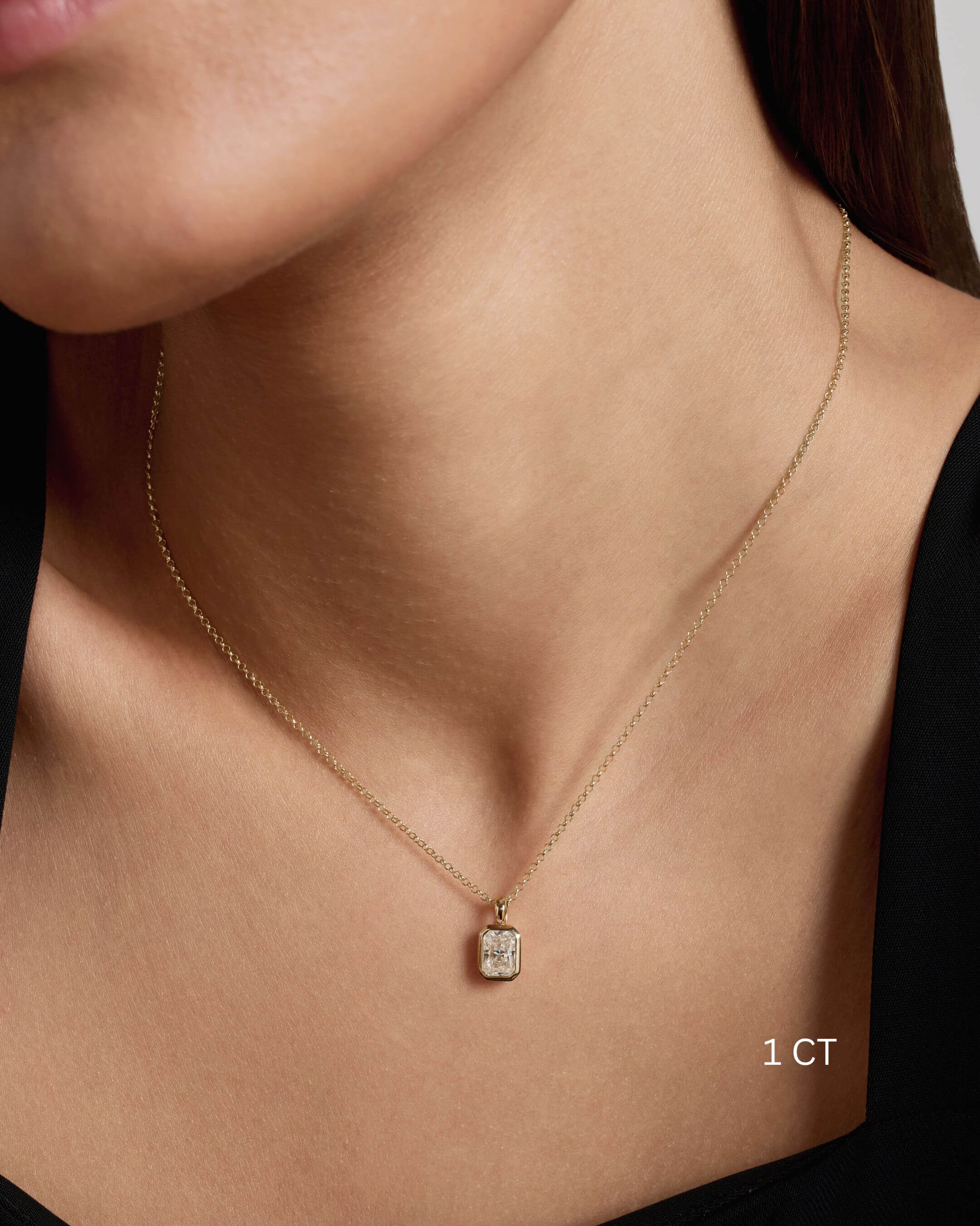 Radiant Cut Bezel Moissanite Necklace