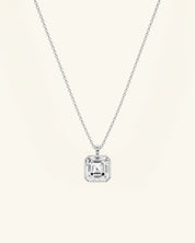 Asscher Cut Bezel Moissanite Necklace