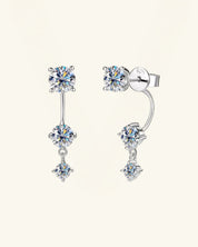 Floating Triple Moissanite Drop Earrings