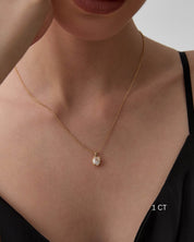 Oval Cut Bezel Moissanite Necklace