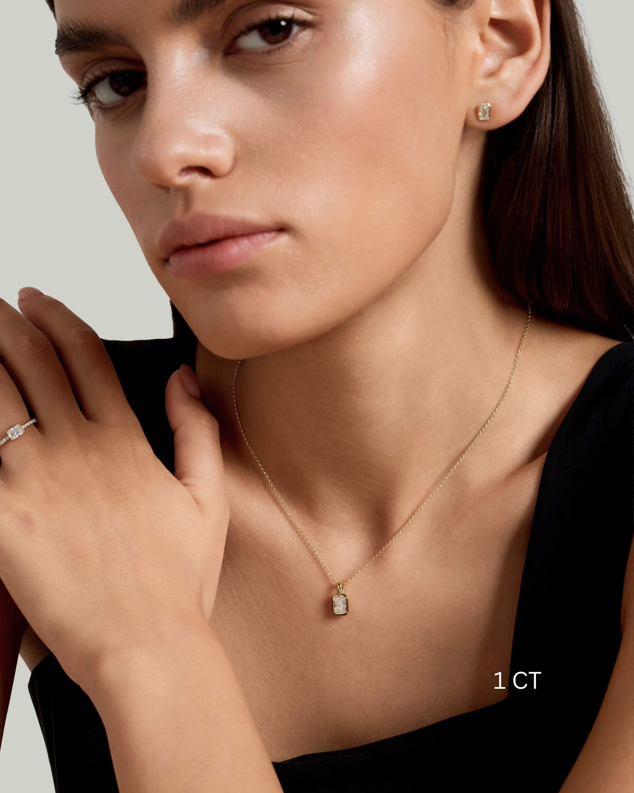 Radiant Cut Bezel Moissanite Necklace