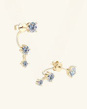 Floating Triple Moissanite Drop Earrings