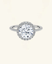 Round Cut Moissanite Halo Pavé Ring