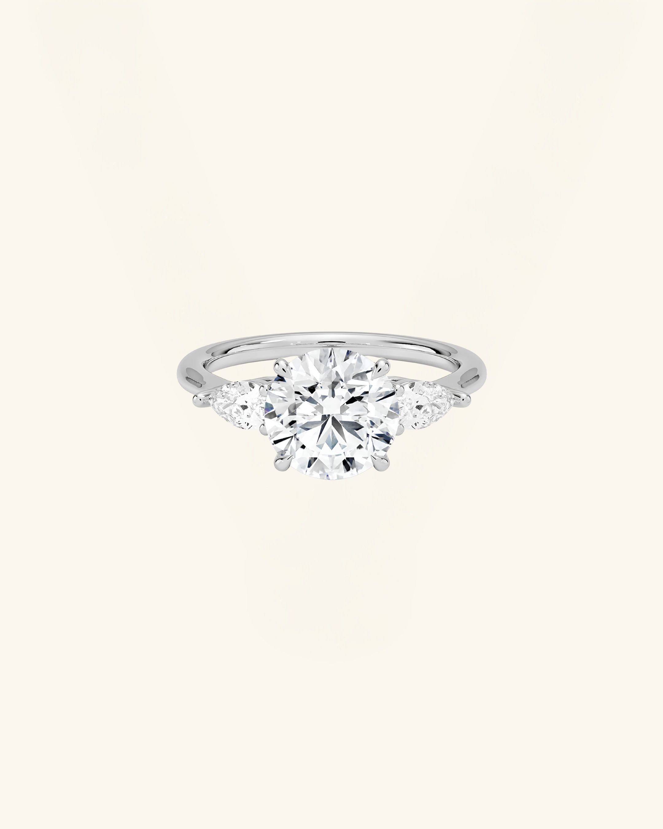 Three Stone Round Cut Moissanite Ring