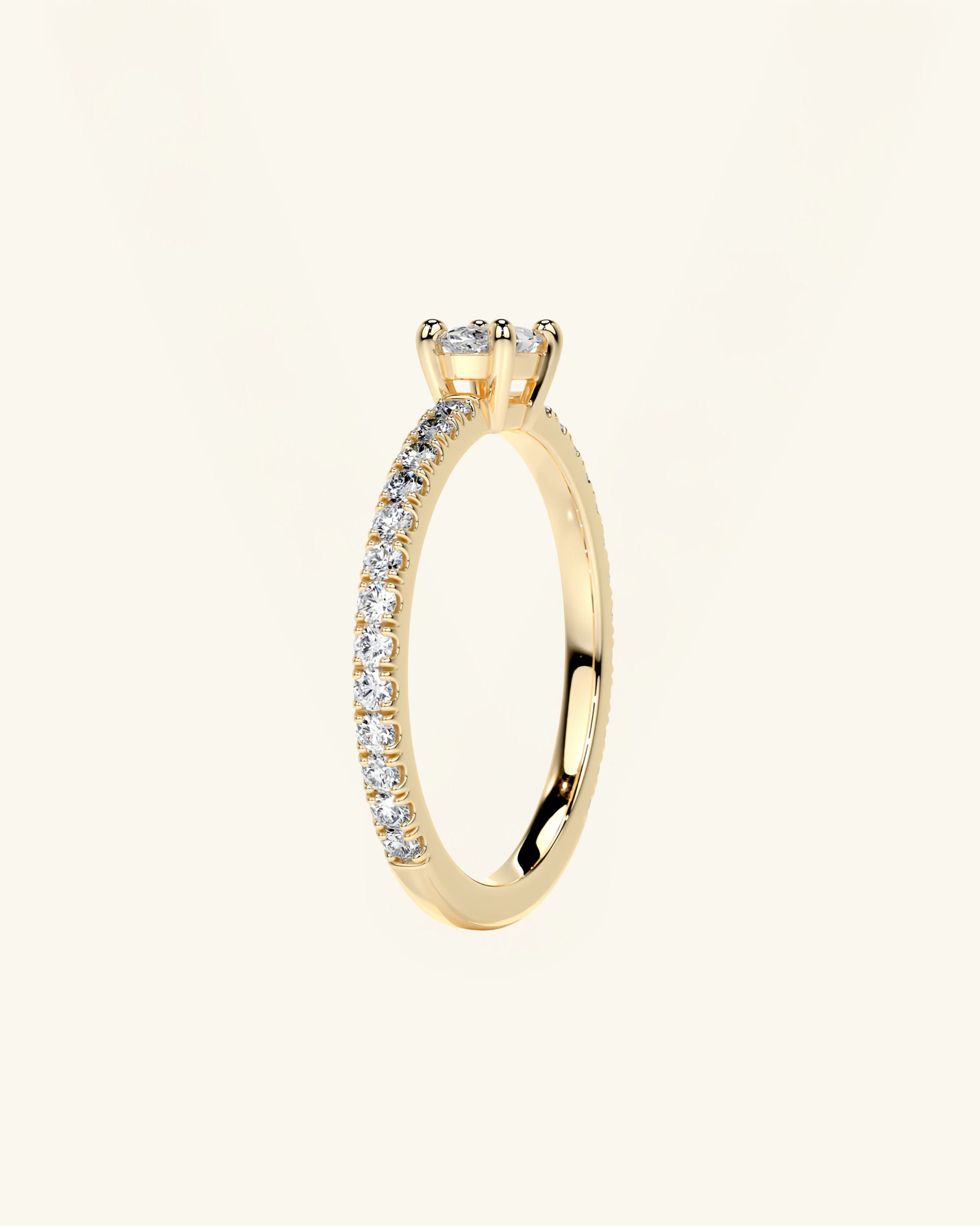 East West Oval Solitaire Pavé Moissanite Ring