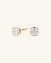 Cushion Cut Bezel Moissanite Stud Earrings