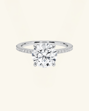 Round Cut Pavé Hidden Halo Moissanite Ring