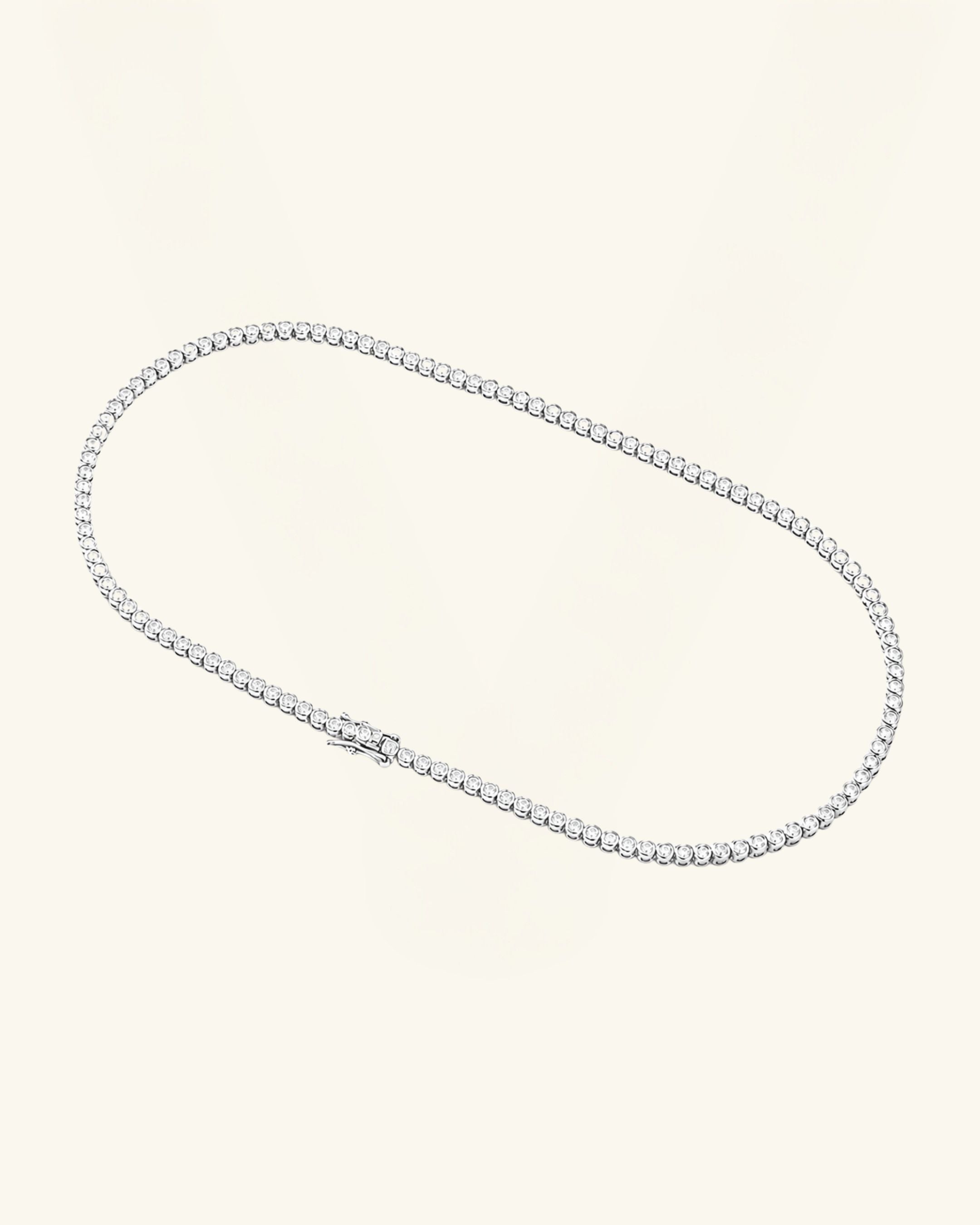 Bezel Moissanite Tennis Necklace 3mm
