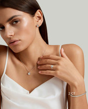 Asscher Cut Bezel Moissanite Necklace
