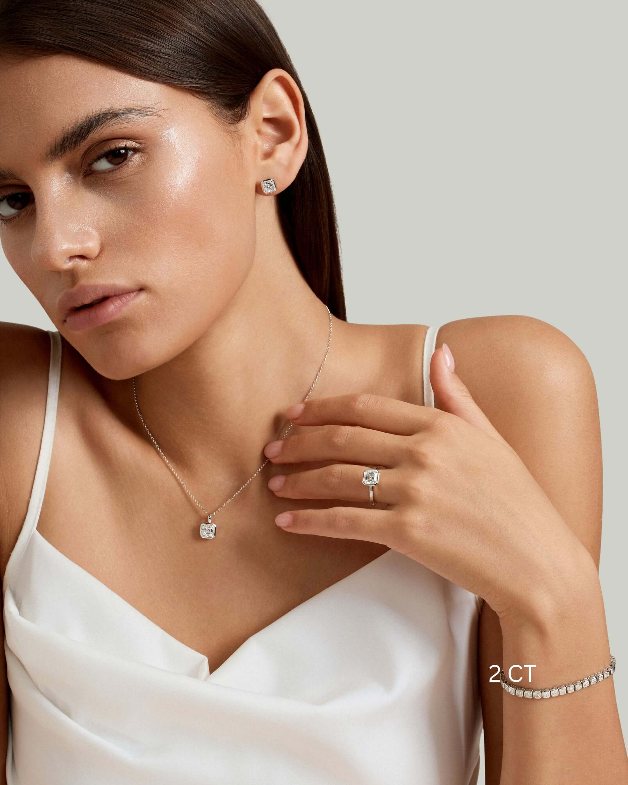 Asscher Cut Bezel Moissanite Necklace