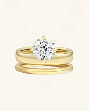Round-Cut Moissanite Double-Band Solitaire Ring