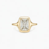 3 ct Emerald-Cut Moissanite Bezel-Prong Ring