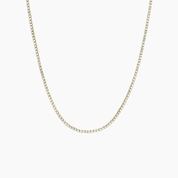 3 mm moissanite tennis necklace in yellow gold vermeil, full product view.