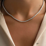 3 mm Wide Moissanite Bezel Tennis Necklace
