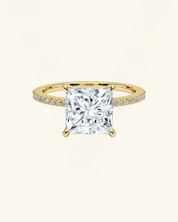 Princess Cut Pavé Hidden Halo Moissanite Ring