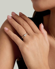 East West Radiant Solitaire Pavé Moissanite Ring