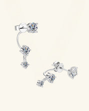 Floating Triple Moissanite Drop Earrings