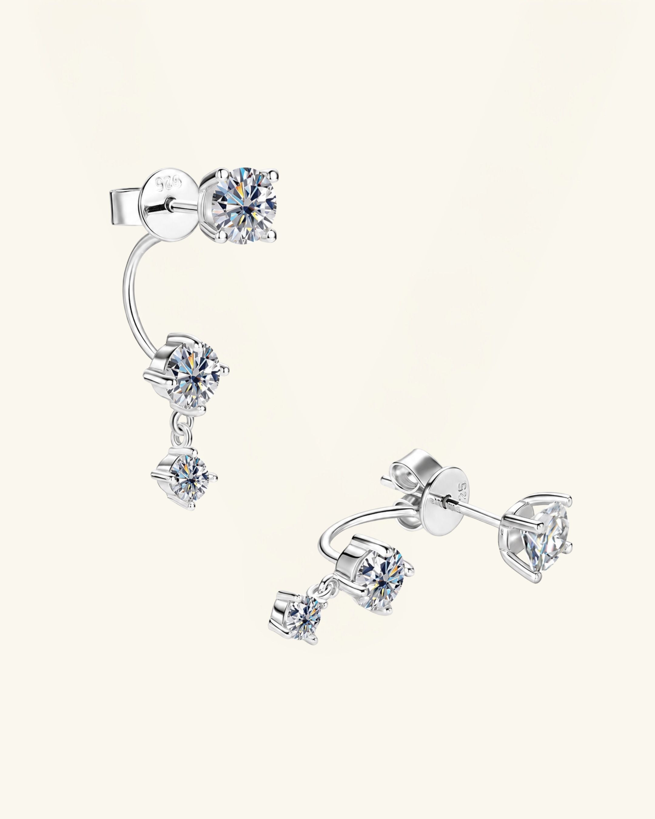 Floating Triple Moissanite Drop Earrings