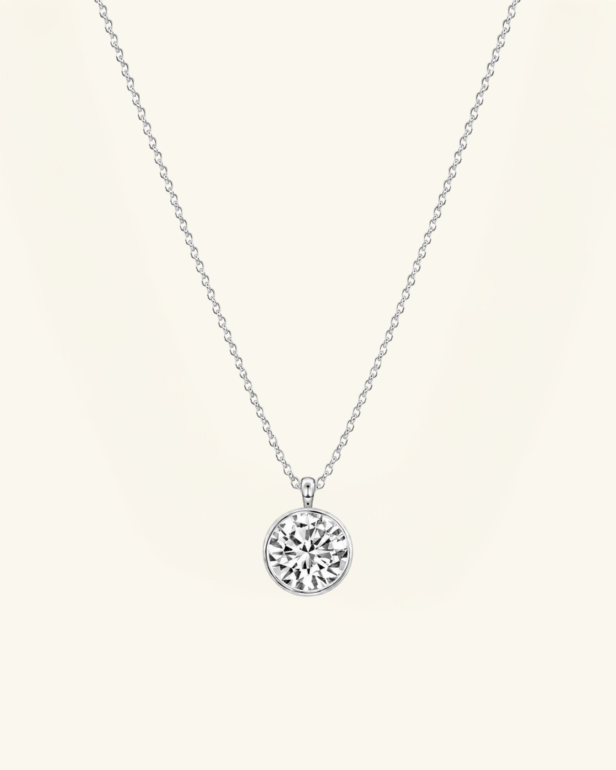 Round Cut Bezel Moissanite Necklace