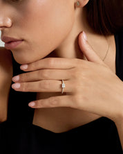 East West Radiant Solitaire Pavé Moissanite Ring