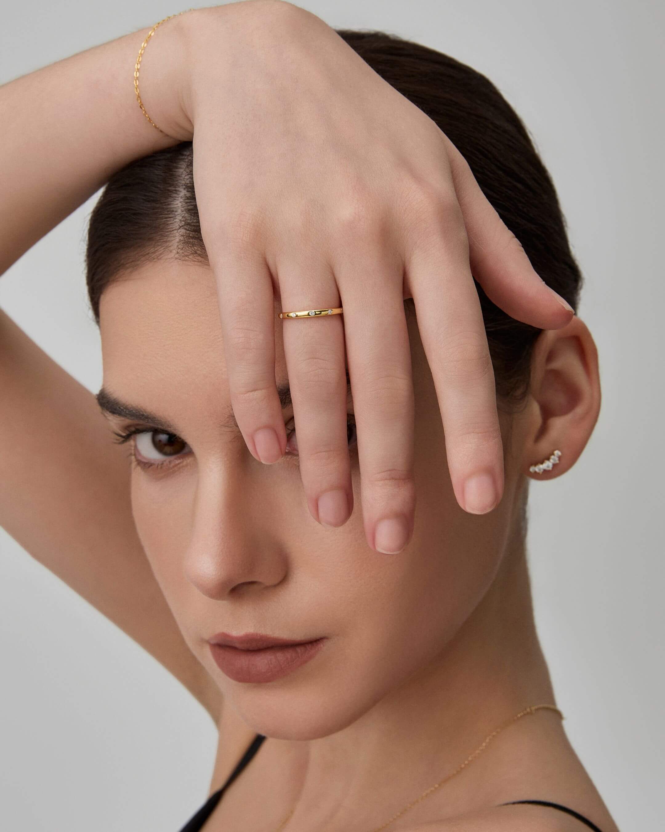 Moissanite Station Ring