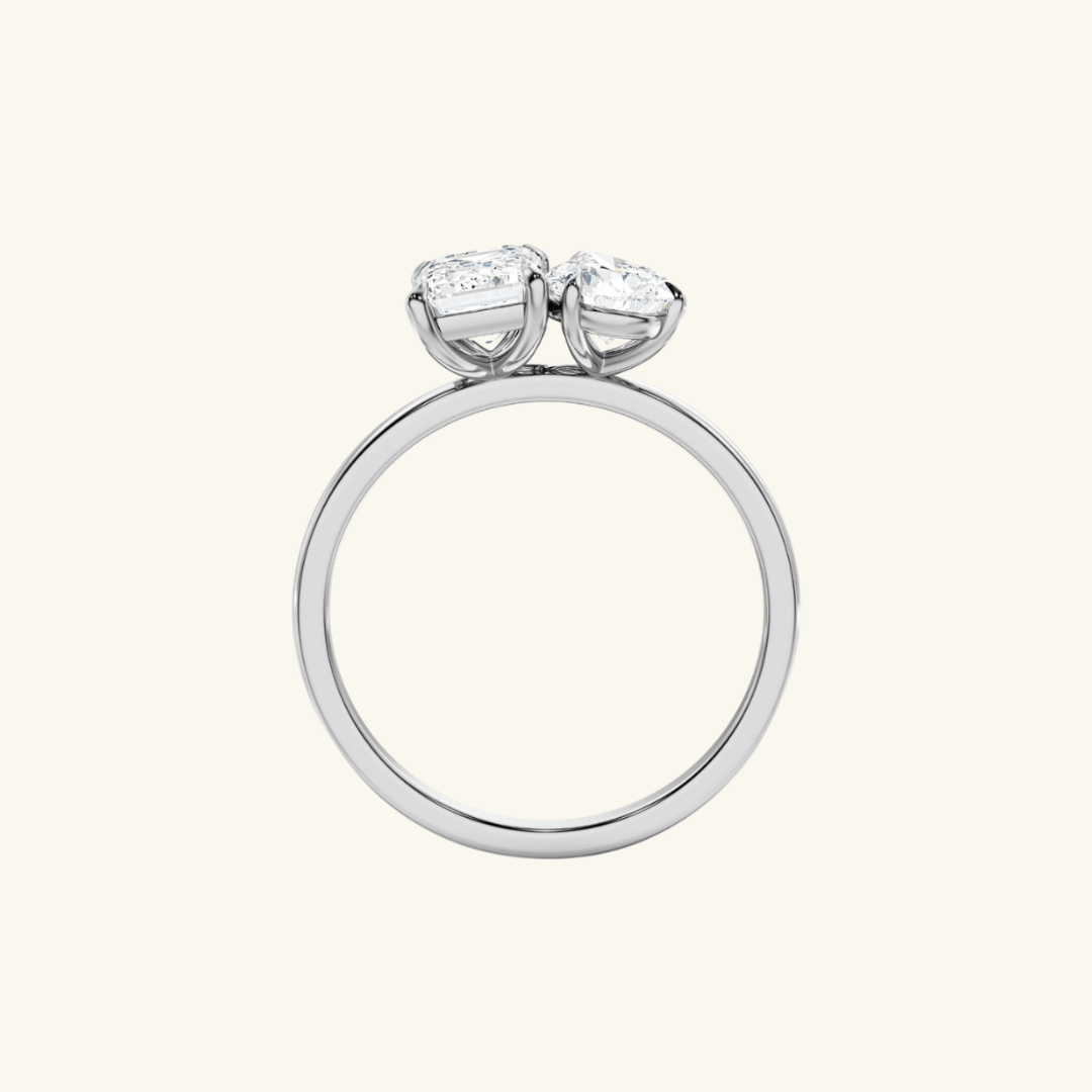 4ct Moissanite Toi Et Moi Pear And Emerald Ring