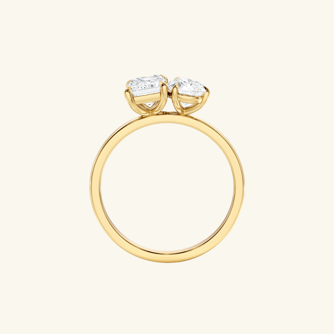 4ct Moissanite Toi Et Moi Pear And Emerald Ring
