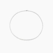 3–4.5 mm graduated moissanite tennis necklace in white gold vermeil, full product view.