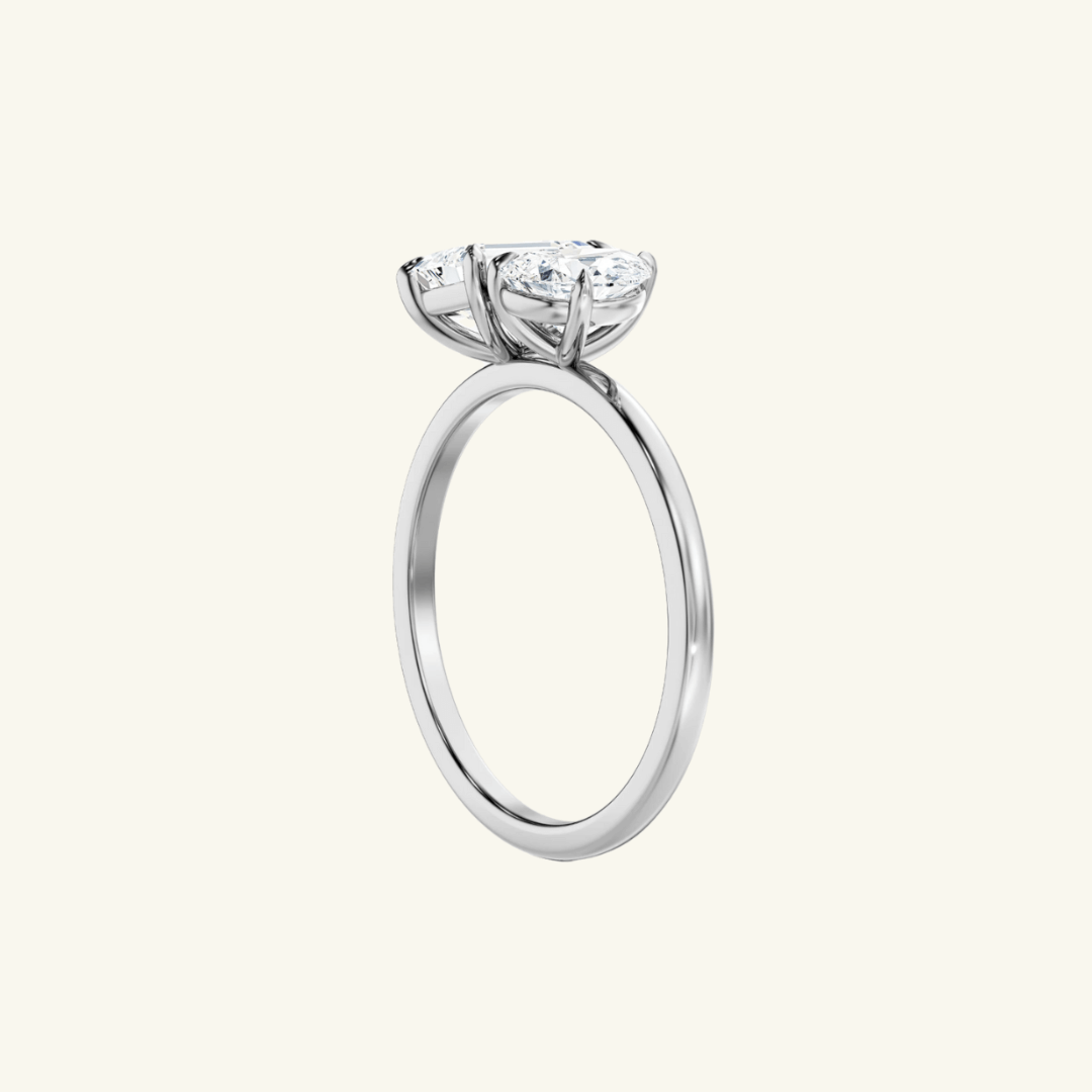 4ct Moissanite Toi Et Moi Pear And Emerald Ring