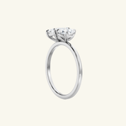 4ct Moissanite Toi Et Moi Pear And Emerald Ring
