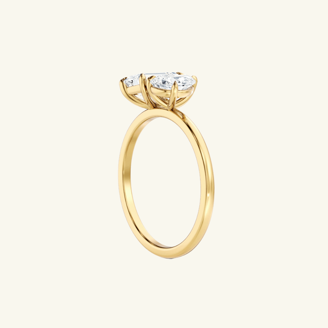4ct Moissanite Toi Et Moi Pear And Emerald Ring