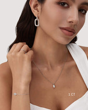Oval Cut Bezel Moissanite Necklace