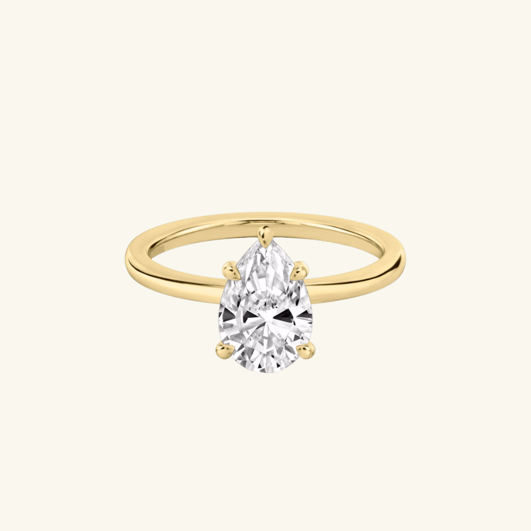 2ct Moissanite Pear Cut Solitaire Ring