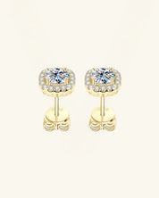 Cushion Halo Moissanite Stud Earrings