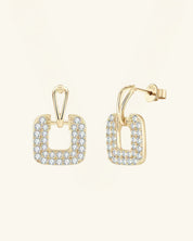 Pavé Square Drop Moissanite Earrings