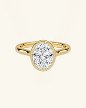 Oval-Cut Moissanite Bezel-Set Solitaire Ring