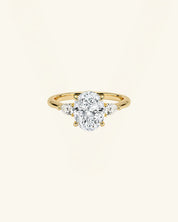 Three Stone Oval Cut Moissanite Ring