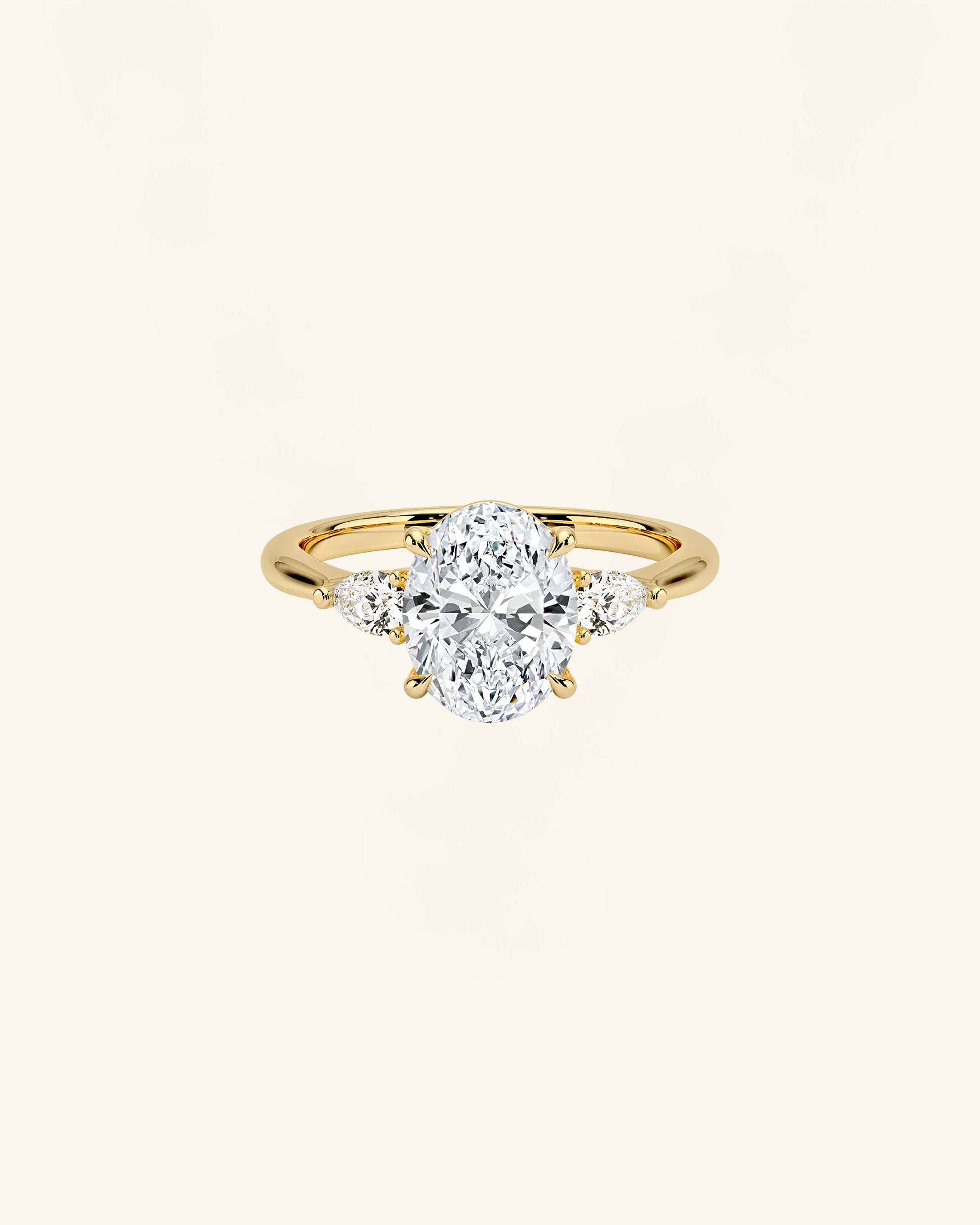 Three Stone Oval Cut Moissanite Ring