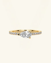 East West Pear Solitaire Pavé Moissanite Ring