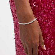 4 mm moissanite tennis bracelet worn on the wrist.