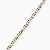 4 mm moissanite tennis necklace in yellow gold vermeil, close-up detail.