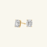 Emerald Cut Moissanite Stud Earrings
