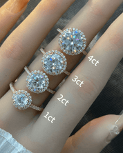 Round Cut Moissanite Halo Pavé Ring