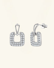 Pavé Square Drop Moissanite Earrings