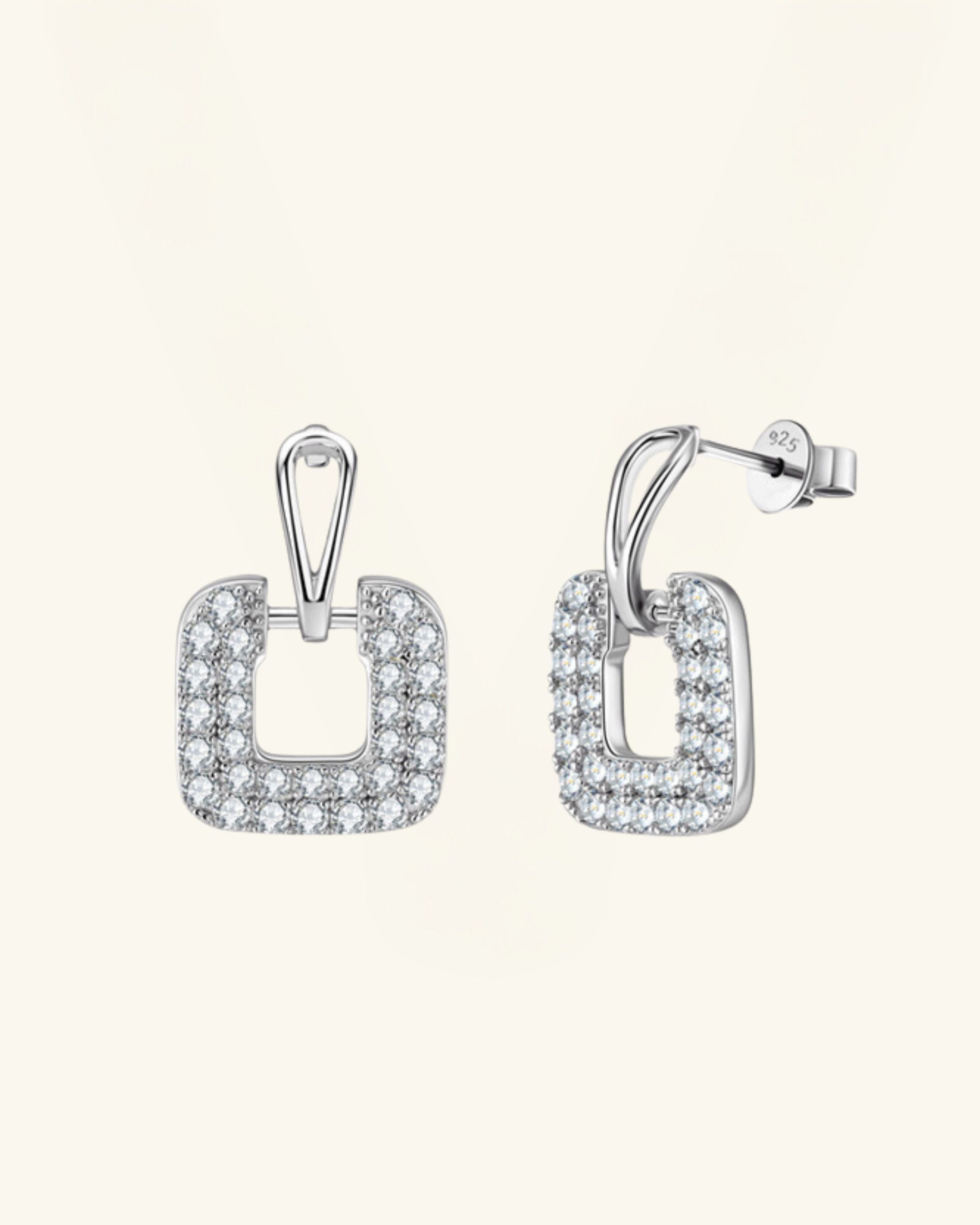 Pavé Square Drop Moissanite Earrings