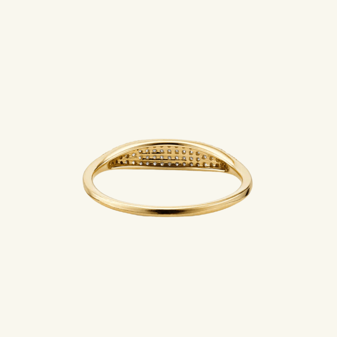 Pavé Moissanite Slim Signet Ring