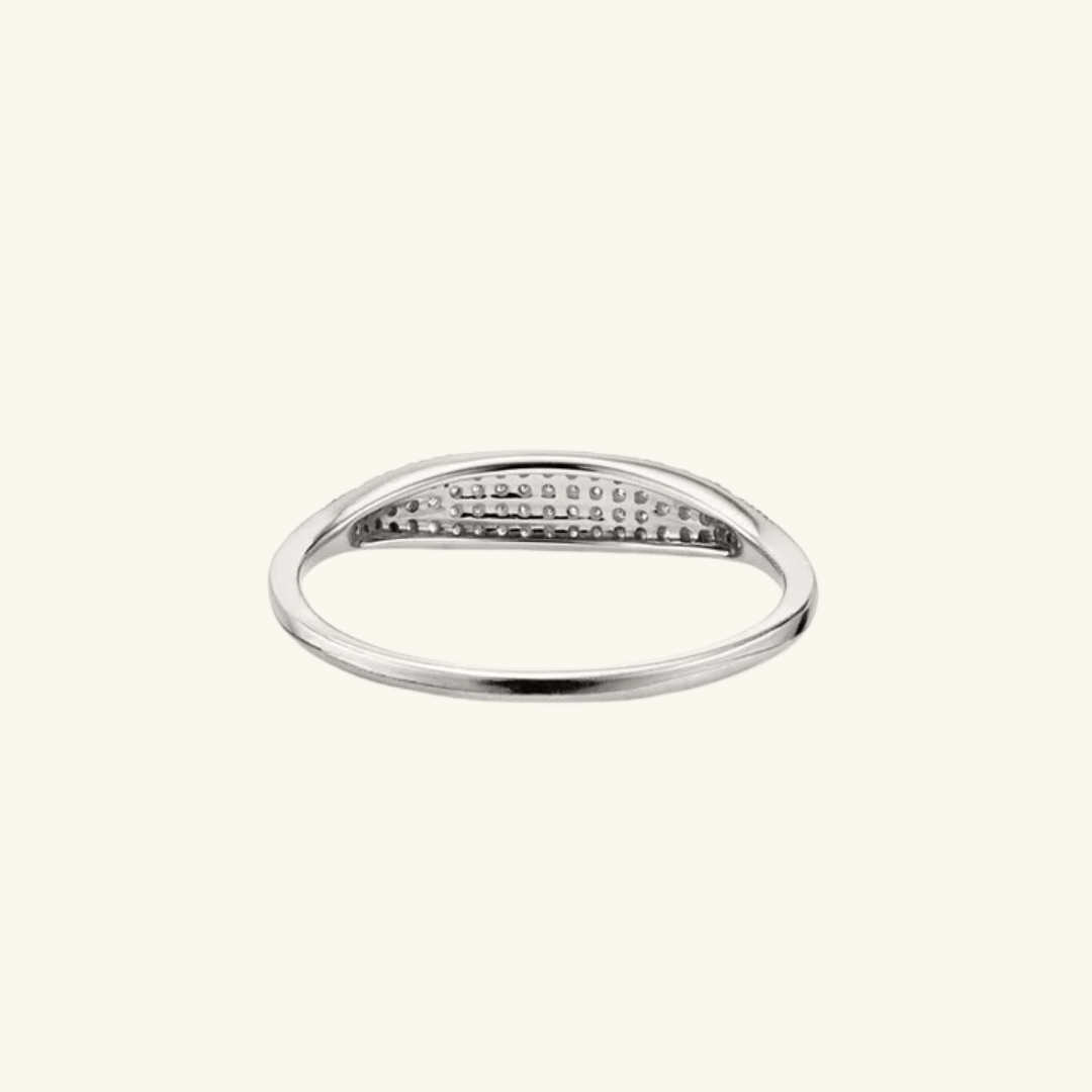 Pavé Moissanite Slim Signet Ring